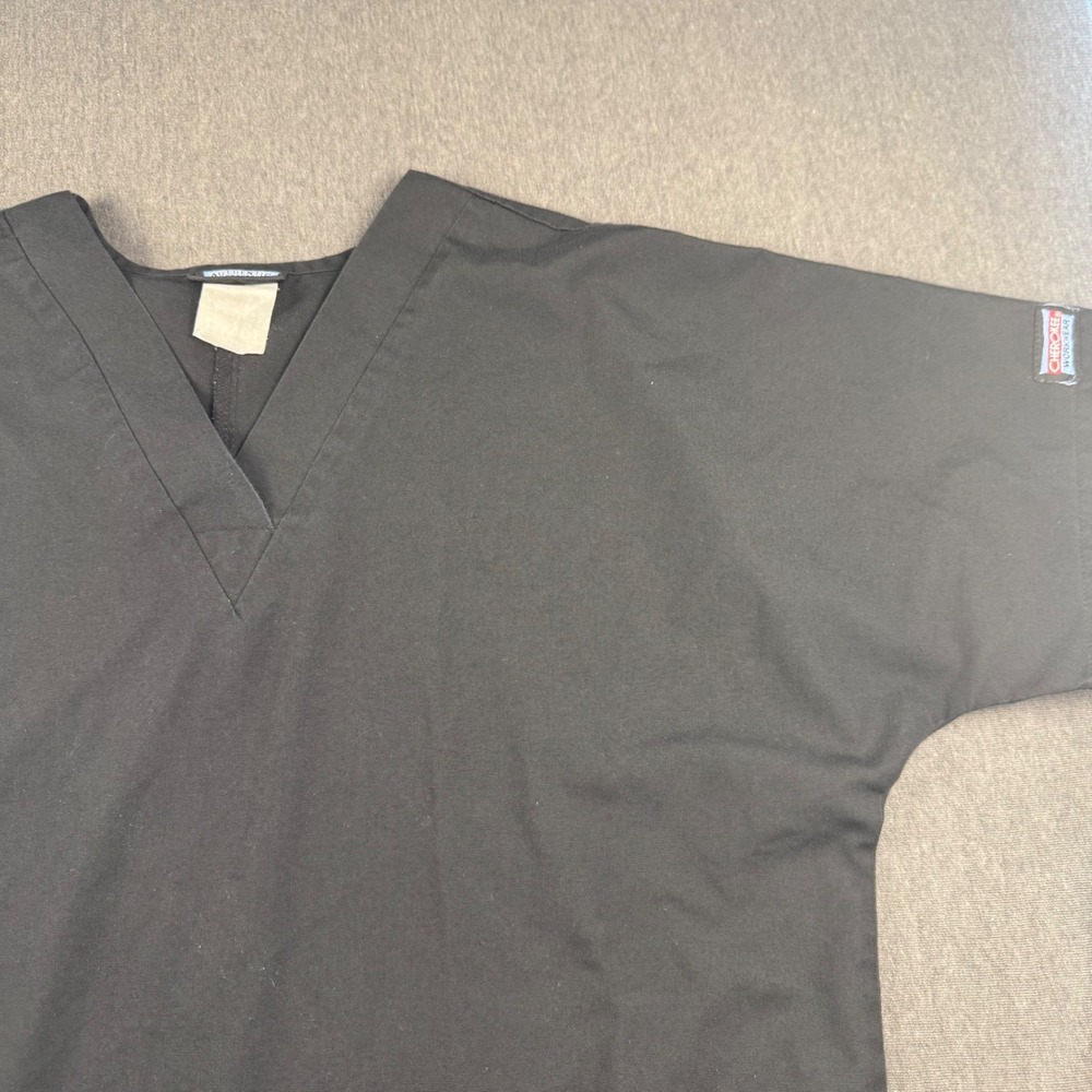 Cherokee Workwear Black V Neck Scrub Top‎ Short Sleeve Pockets Women